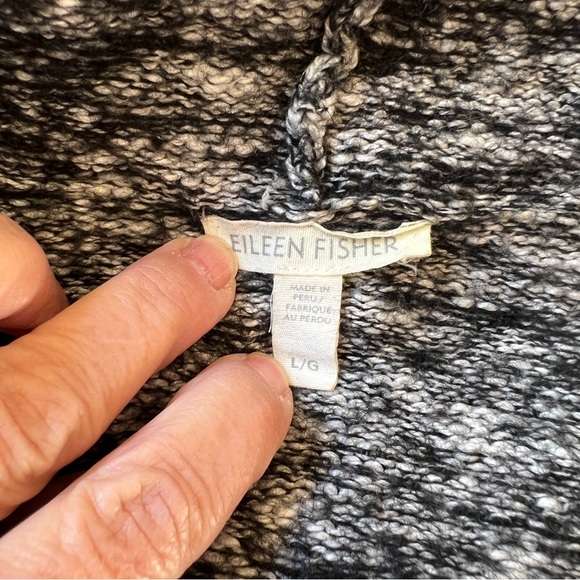 EILEEN FISHER CARDIGAN OPEN FRONT SHAWL COLLAR COTTON BABY ALPACA DRAPEY SZ LG - Picture 11 of 12